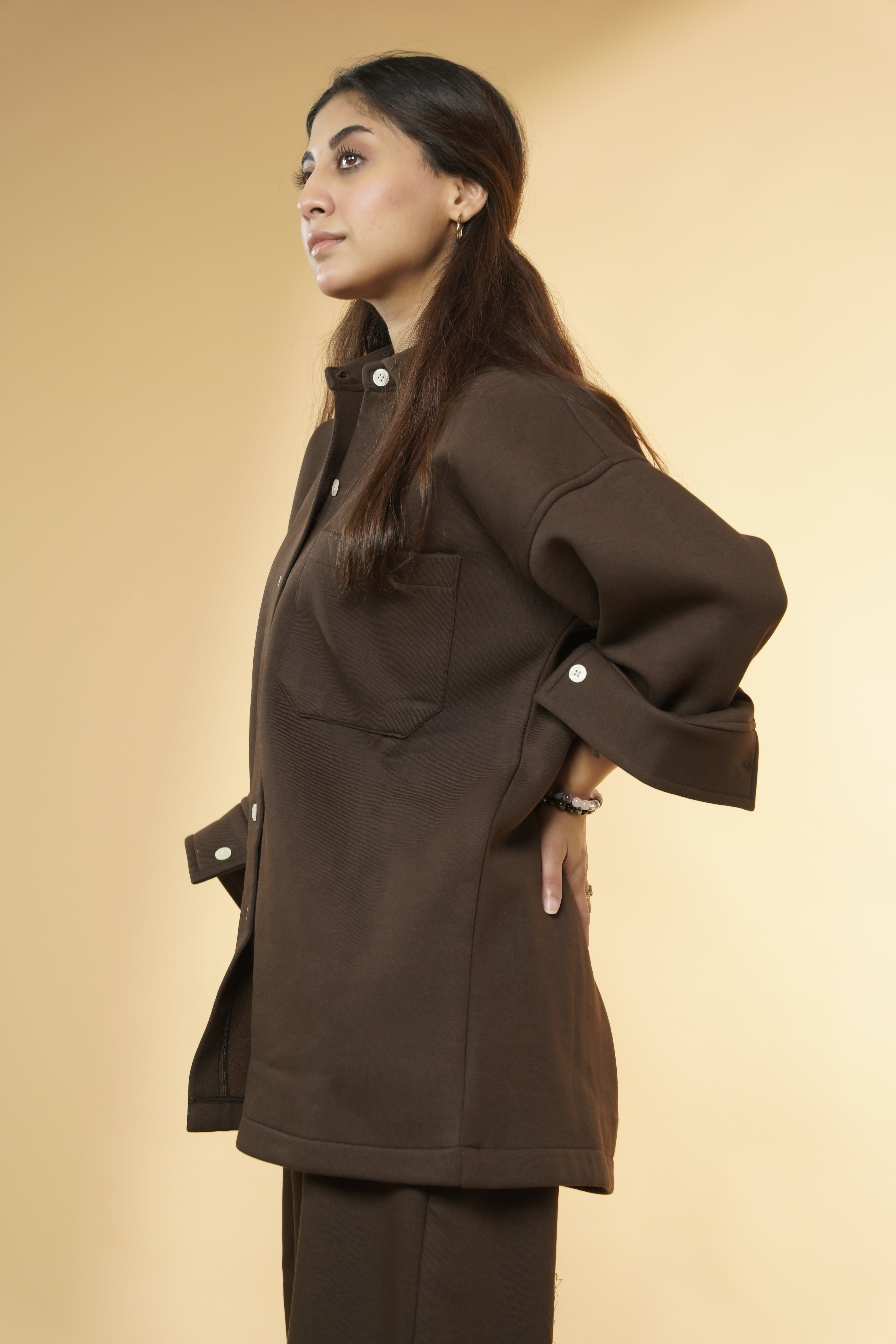 Fleece Shirt Co-ord Coffee XXS