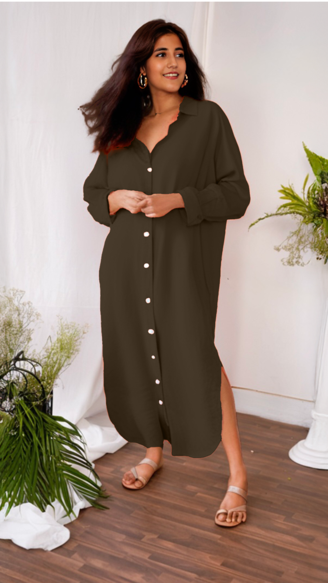 Oversized Shirt Long Dress Cotton Linen Blend Fabric – Chaav