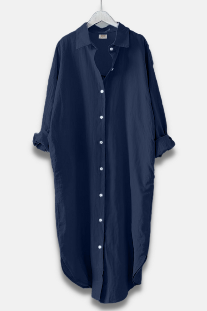 Oversized Shirt Long Dress Cotton Linen Blend Fabric Chaav